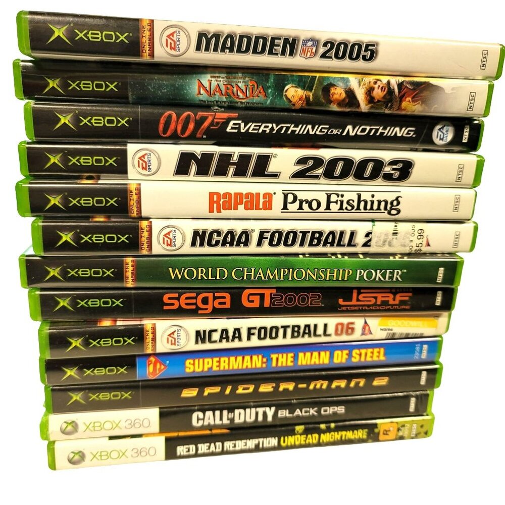 Xbox Video Games Black Label Lot of 13 NFL Spiderman Call of Duty Sega GA144